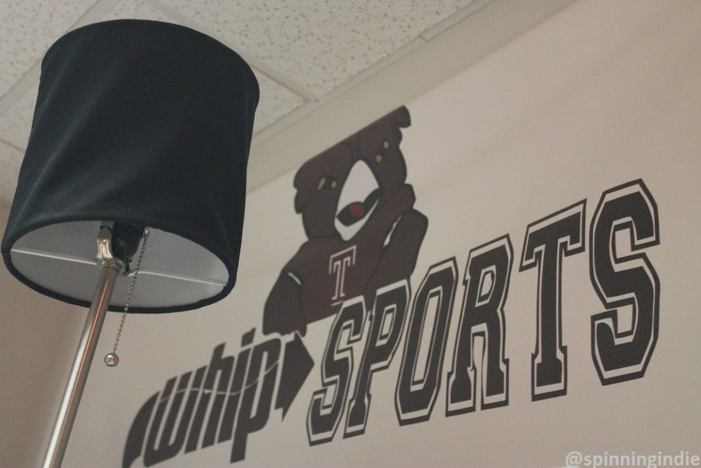 WHIP Sports logo on the college radio station's wall. Photo: J. Waits