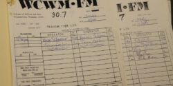 1980s transmitter logs at college radio station WCWM. Photo: J. Waits