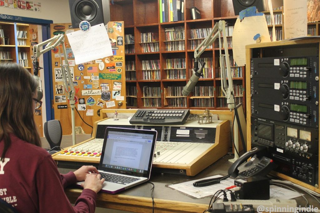 Student DJ on the air at college radio station WCWM. Photo: J. Waits