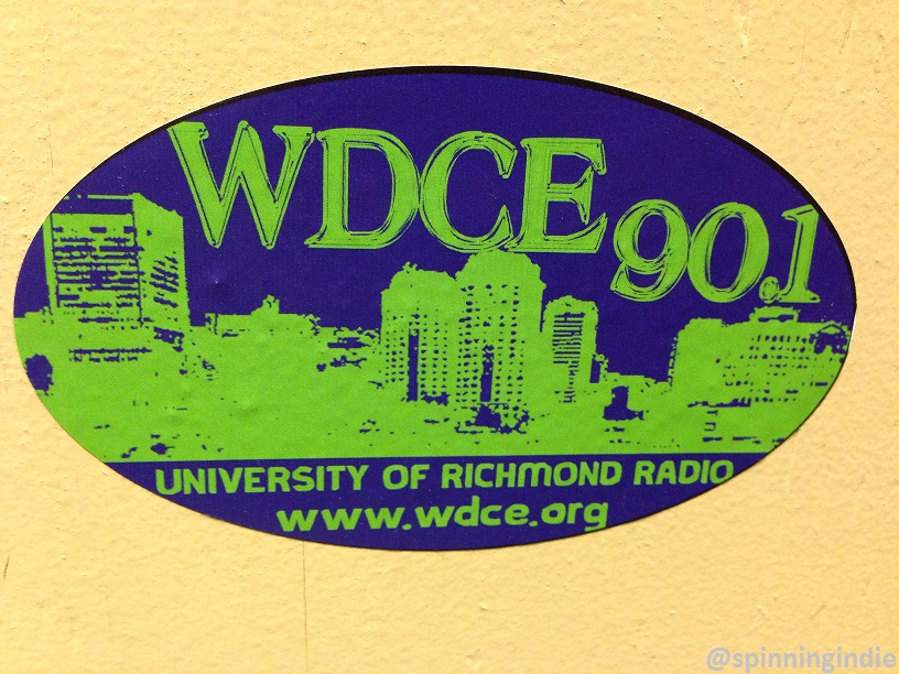 WDCE sticker on the wall of the University of Richmond college radio station. Photo: J. Waits