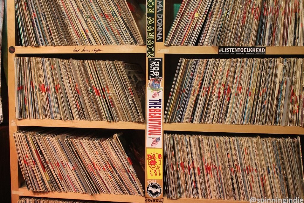 Vinyl LPs at college radio station KXLU. Photo: J. Waits