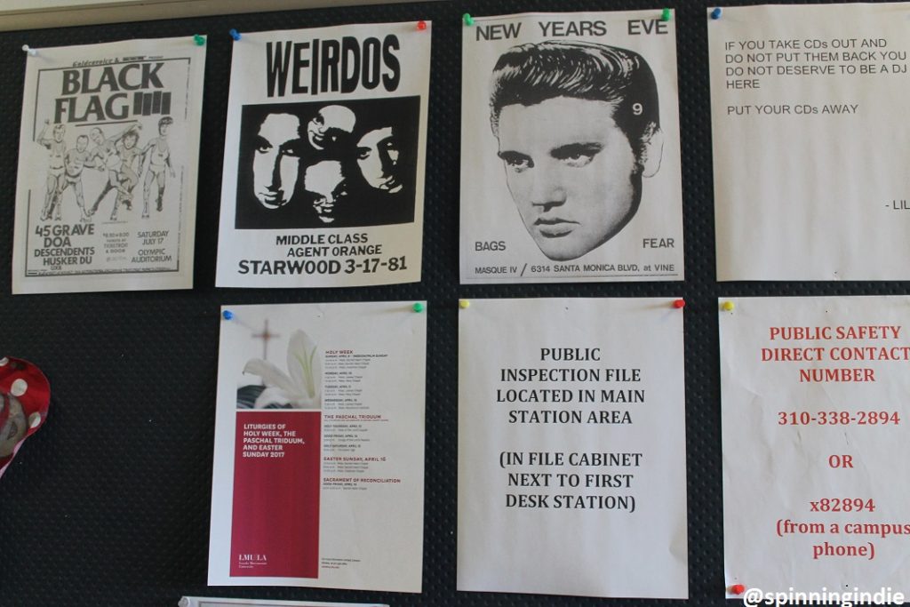 Flyers on wall at KXLU. Photo: J. Waits