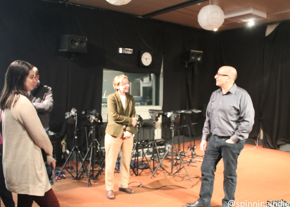 Mary Munshower, Brian Mast (in background), Dean Maura Mast and Chuck Singleton in live studio at WFUV. Photo: J. Waits