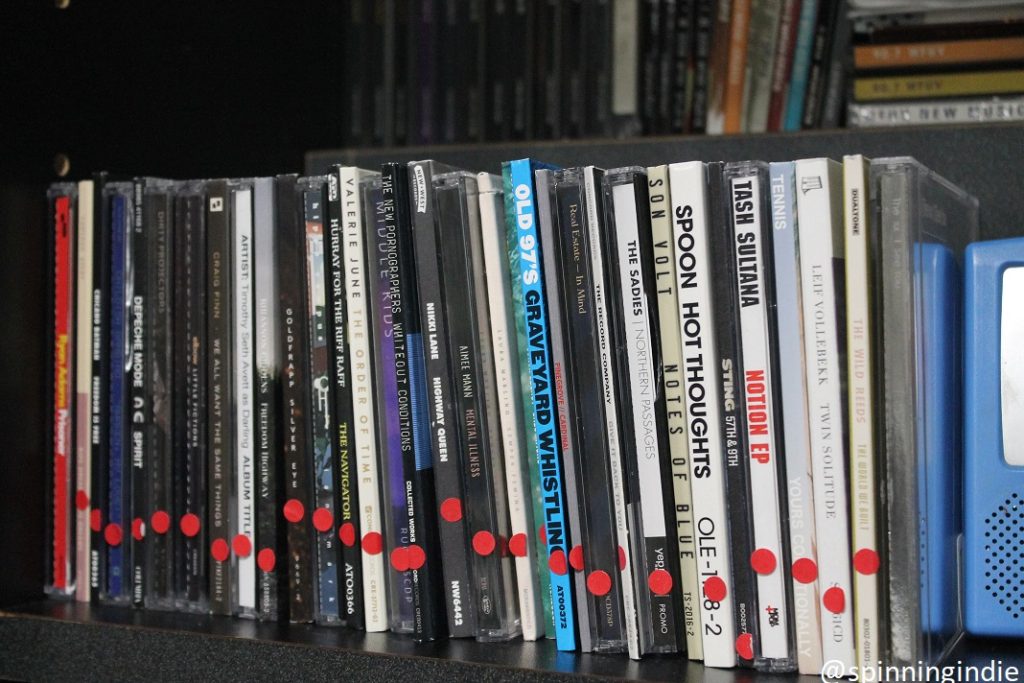 CDs in WFUV studio. Photo: J. Waits