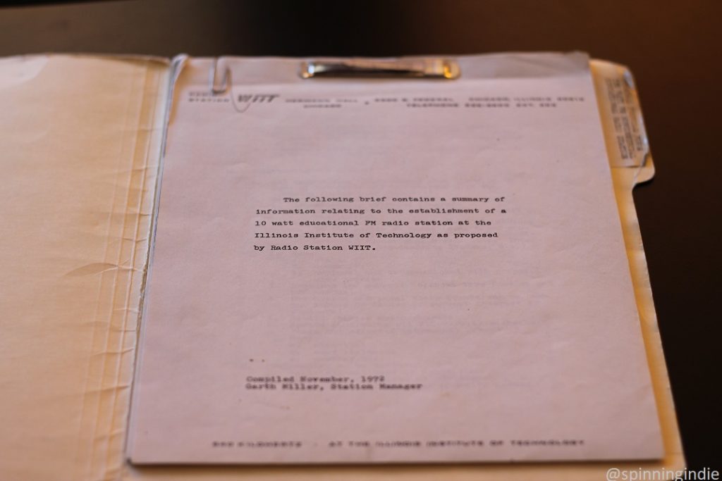 Historic paperwork related to the establishment of FM radio at IIT. Photo: J. Waits