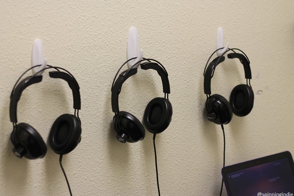 Headphones in VCS Radio production studio. Photo: J. Waits