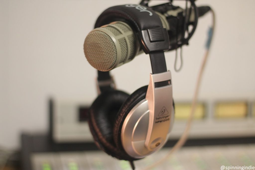 Headphones in studio at community radio station WGXC Hudson. Photo: J. Waits