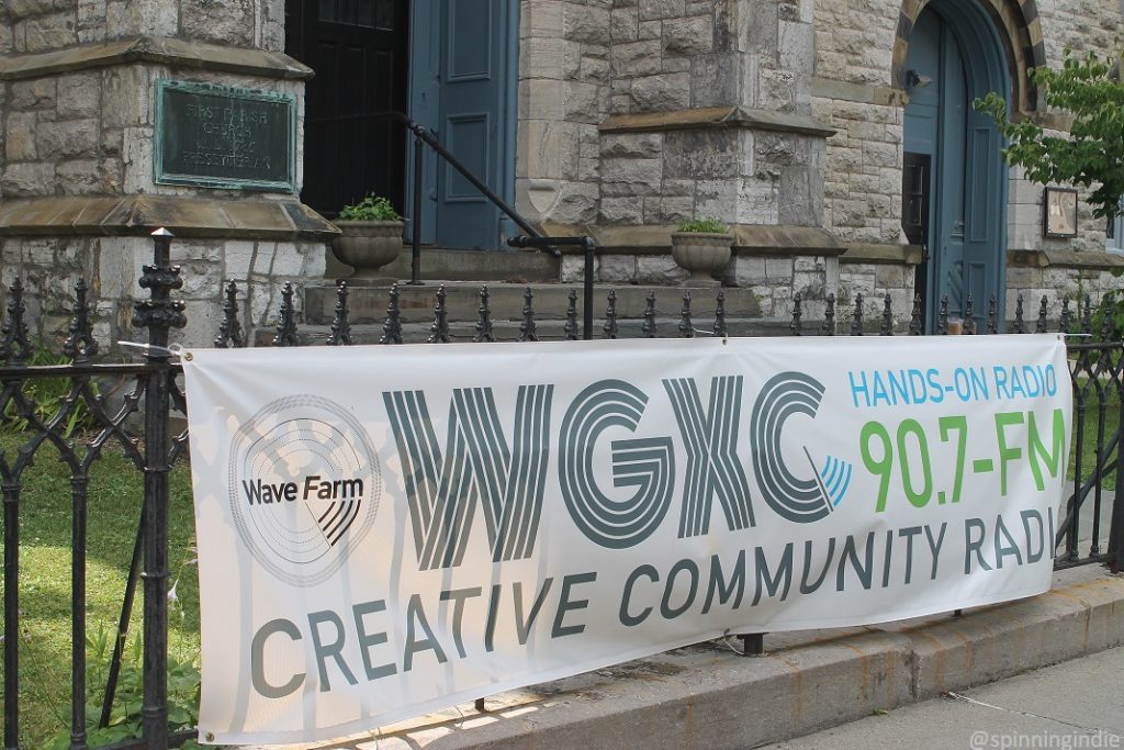 WGXC banner outside its church home in Hudson. Photo: J. Waits