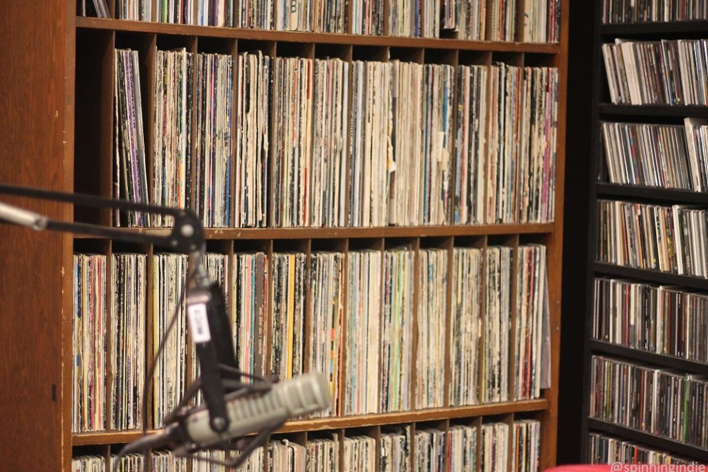 LPs and CDs in college radio station WVKR's on-air studio. Photo: J. Waits