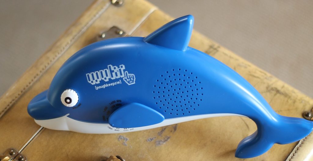 WVKR's dolphin shower radio. Photo: J. Waits/Radio Survivor