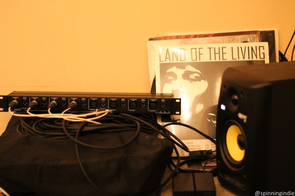 Equipment and vinyl in studio at community radio station Portland Radio Project. Photo: J. Waits