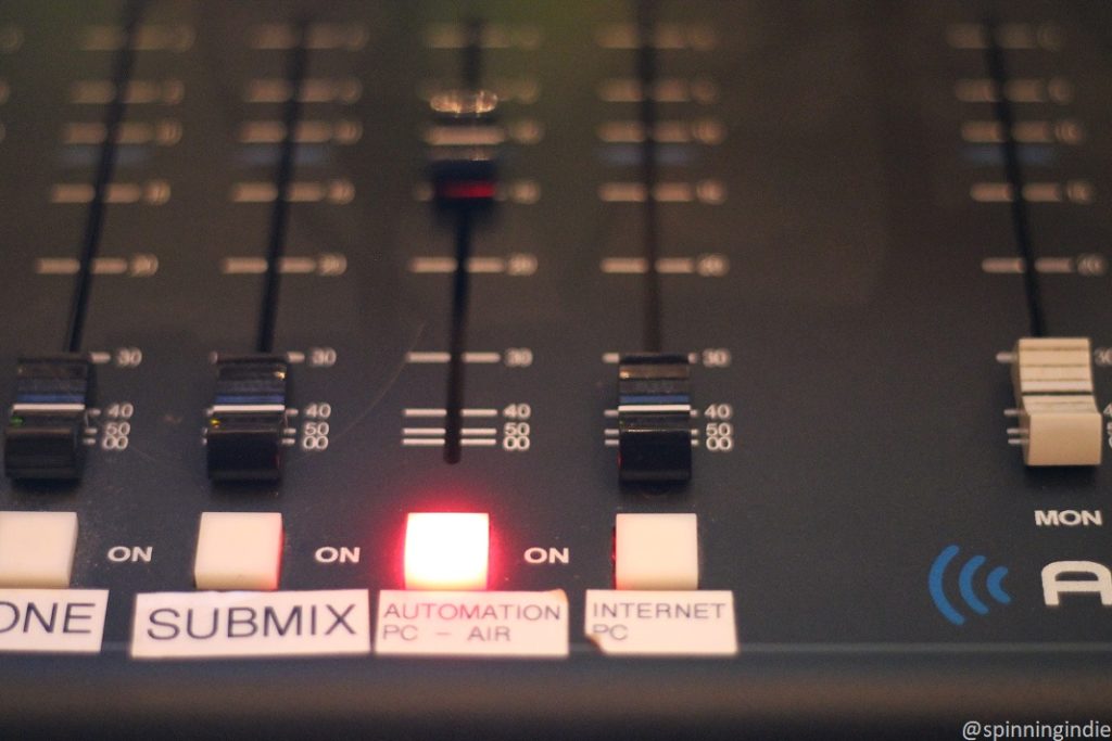 Sound board in Portland Radio Project's on-air studio. Photo: J. Waits