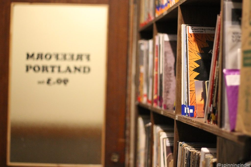 Vinyl records and more music in Freeform Portland's hallway leading to its front door. Photo: J. Waits