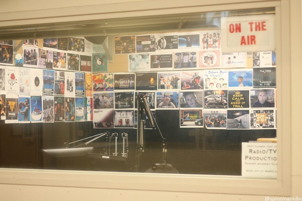 View of high school radio station KASB's on-air studio. Photo: J. Waits/Radio Survivor