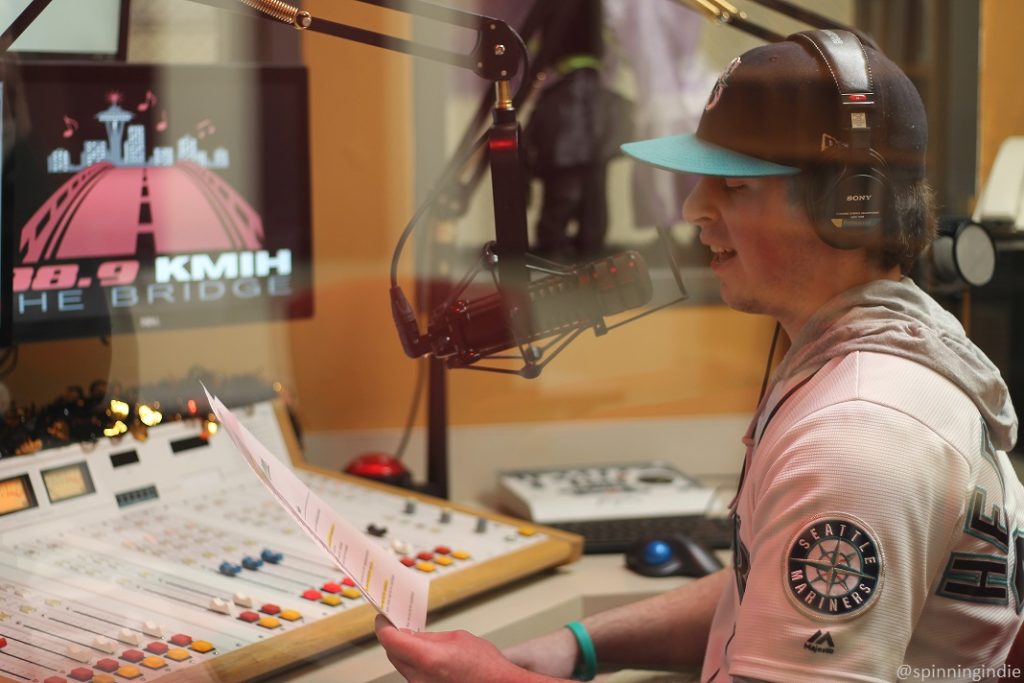 Mariner Max in the booth at high school radio station KMIH. Photo: J. Waits/Radio Survivor