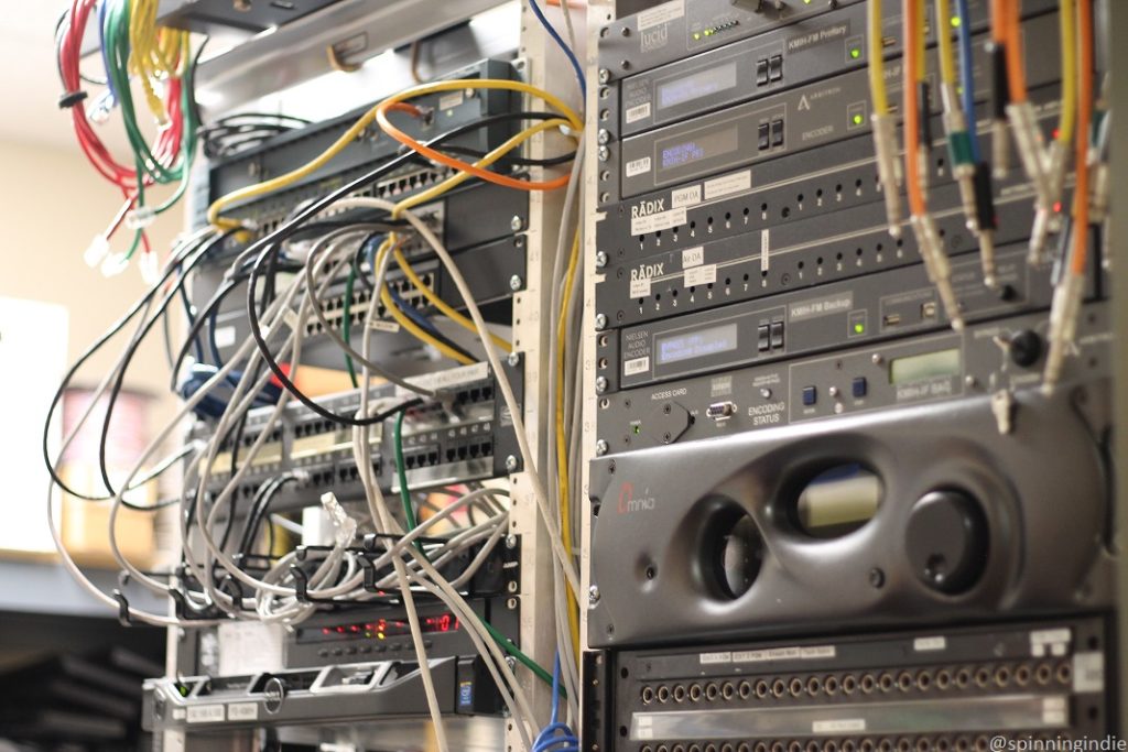 Audio equipment, wires at high school radio station KMIH. Photo: J. Waits/Radio Survivor