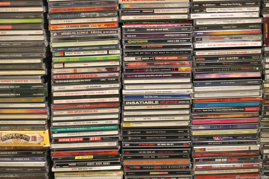 Collection of KMIH CDs at Mercer Island High School. Photo: J. Waits/Radio Survivor