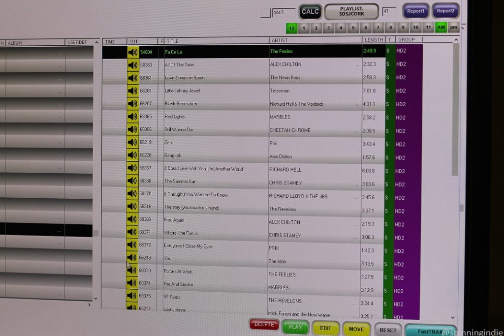 Picture of computer monitor showing playlist interface at college radio station SDS Radio. Photo: J. Waits/Radio Survivor