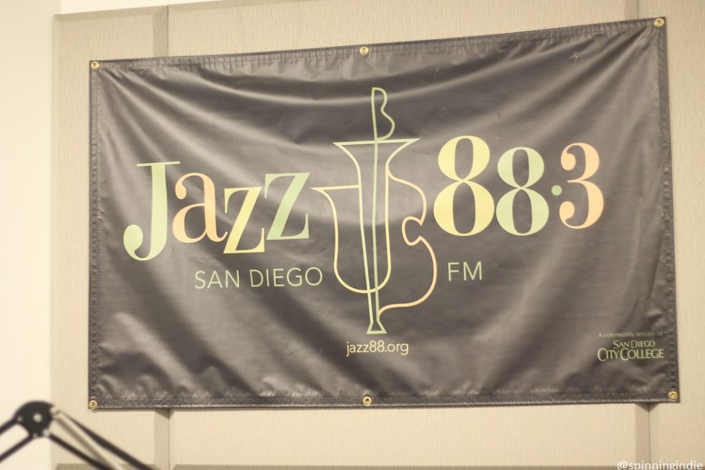 Jazz 88.3 banner at KSDS-FM. Photo: J. Waits/Radio Survivor