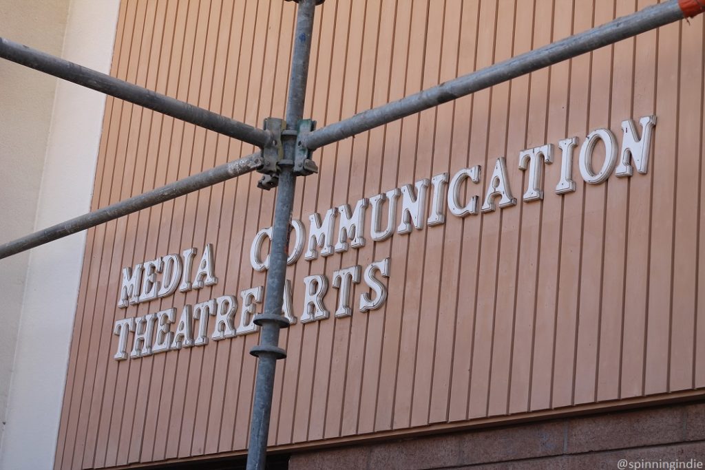 Media Communication Theatre Arts sign on building at Grossmont College. Photo: J. Waits/Radio Survivor