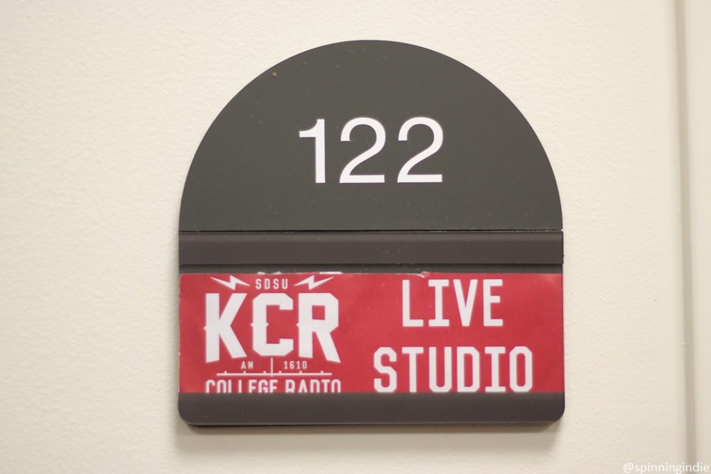 Sign for SDSU KCR College Radio AM 1610 Live Studio. Photo: J. Waits/Radio Survivor