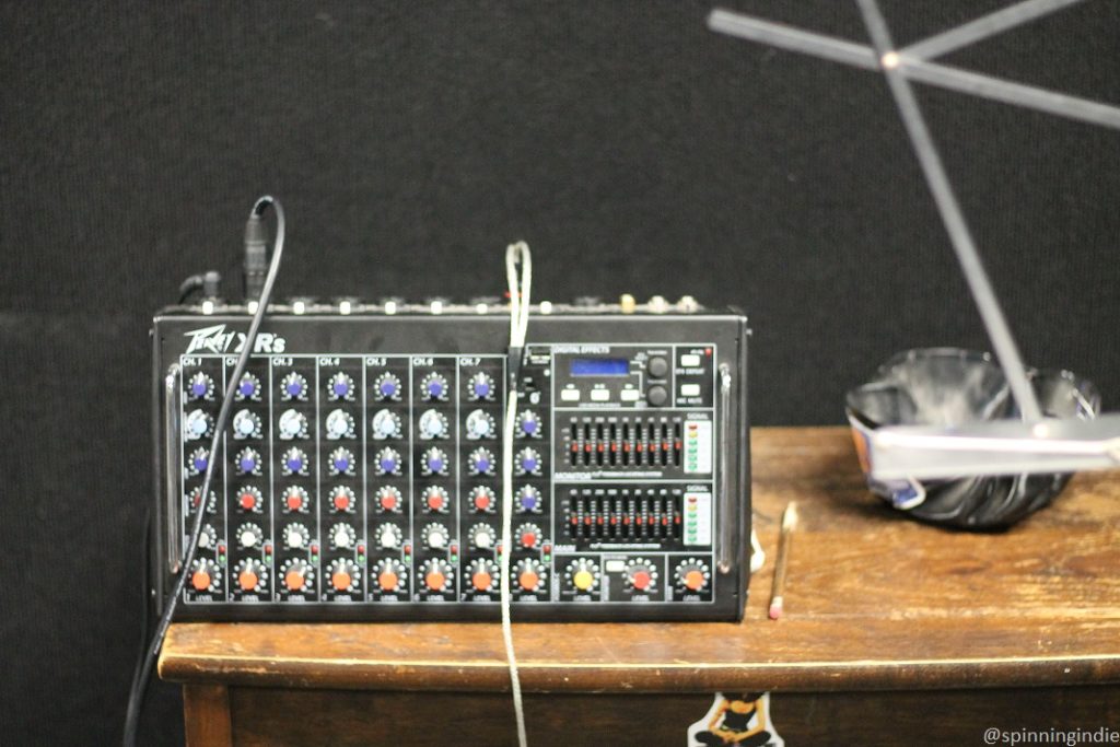 Audio equipment in the KSDT music practice room. Photo: J. Waits/Radio Survivor
