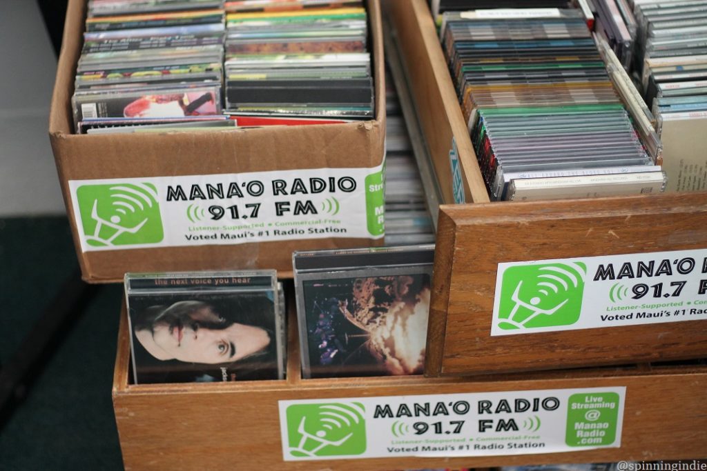 Boxes of CDs at Mana'o Radio. Photo: J. Waits/Radio Survivor