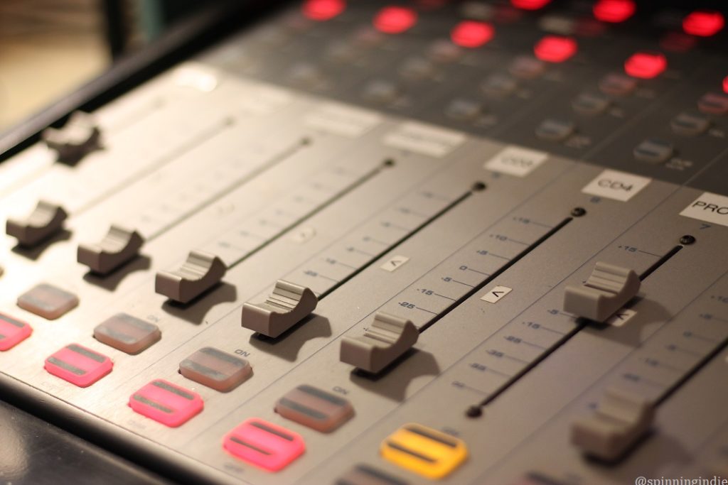 Sound board at community radio station Mana'o Radio. Photo: J. Waits/Radio Survivor