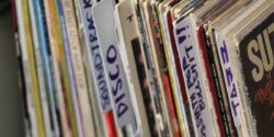 vinyl records at college radio station WSLC. photo: J. Waits