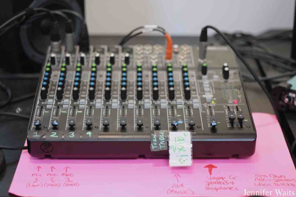Sound board at college radio station WPIR Pratt Radio in March, 2023. Photo: J. Waits