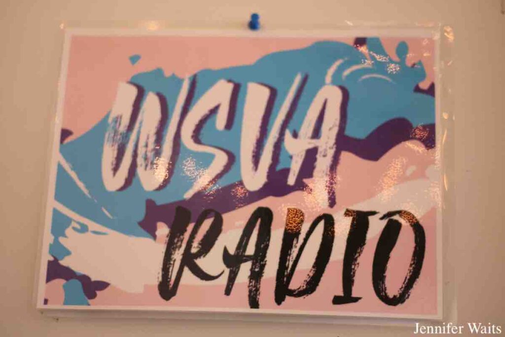 WSVA logo of unknown vintage. On the wall at the college radio station in March, 2023. Photo: J. Waits