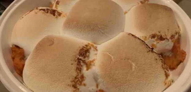 Alice’s Restaurant on the Radio Thanksgiving 2023 Yams with marshmallows on the Thanksgiving table to accompany Alice's Restaurant on the radio. Photo: J. Waits