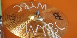 Radio Station Visit #188: WYBCx at Yale University Photo of cymbal with WYBC written on it. From college radio station WYBCx. Photo: J. Waits